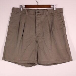 Vintage Lee‎ Shorts Mens 36 Gray Pleated Dress Chino Khaki Cotton Fit36x7 Y2K